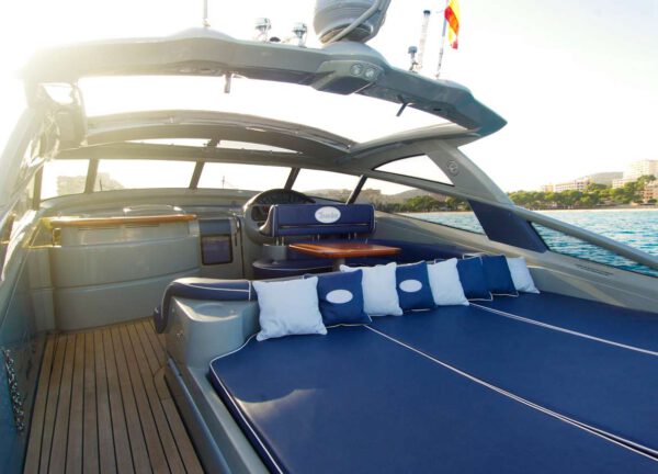 sunbeds motor yacht charter baia azzurra 63 mallorca