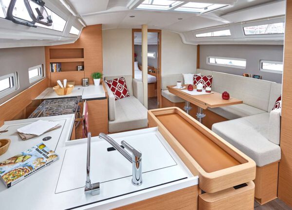 lounge sailing yacht sun odyssey 410 naoussa charter balearics