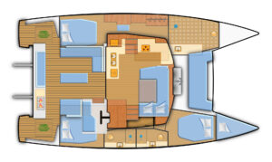 Yachtlayout Catamaran Fountain Pajot Elba 45