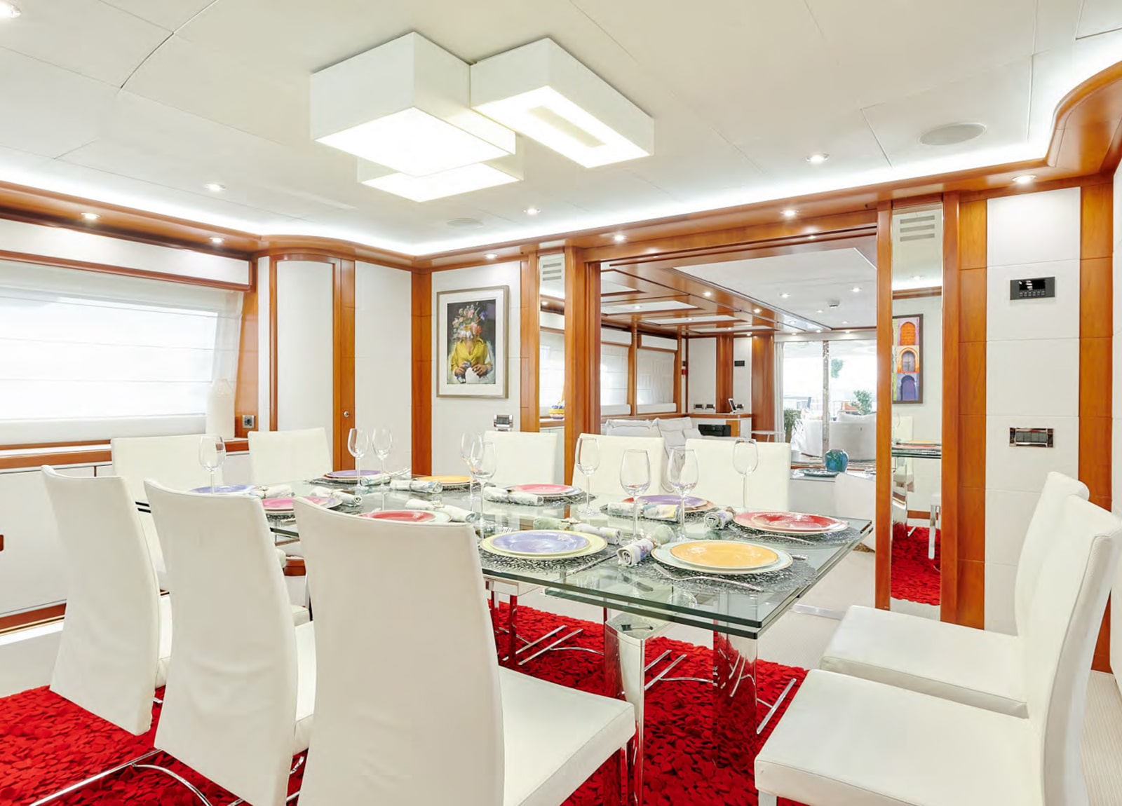 dining room luxury yacht crm 130 bunker balearic islands