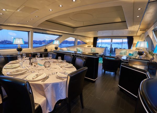 dining table luxury yacht mangusta 130 shane balearic islands