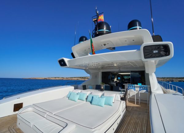 sunbeds luxury yacht mangusta 130 shane balearics