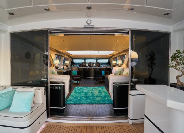 upperdeck hallway luxury yacht mangusta 130 shane balearic islands