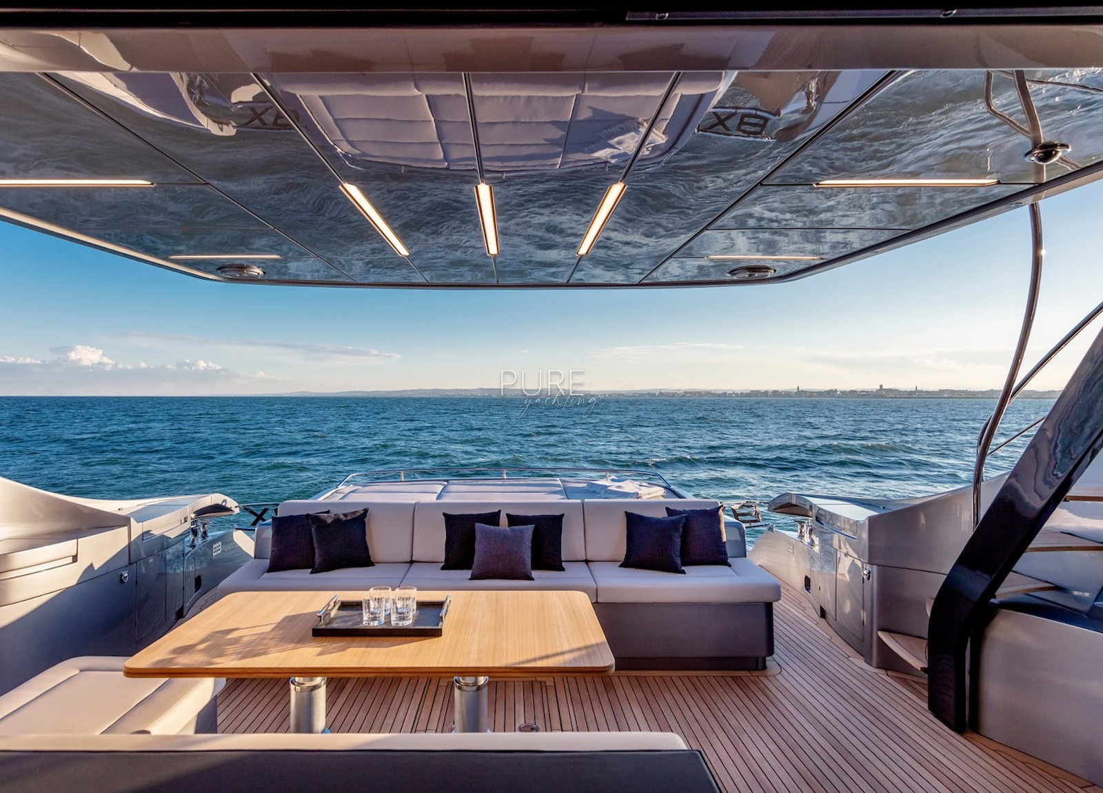 upperdeck seating luxury yacht pershing 8x beyond balearic islands
