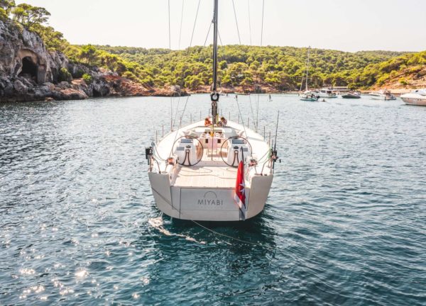 rear sailing yacht luxury charter miyabi balearic islands