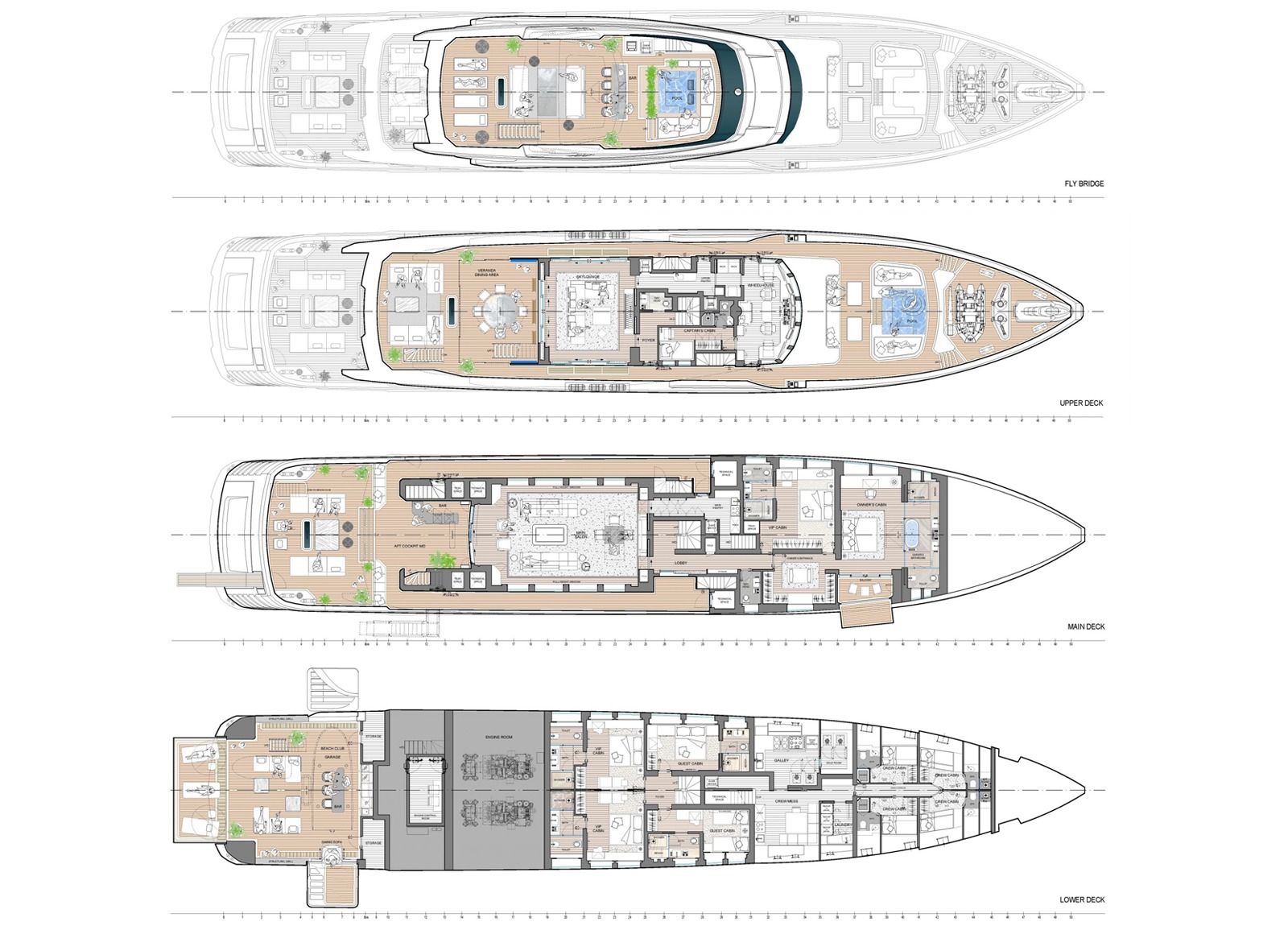 50m yacht layout