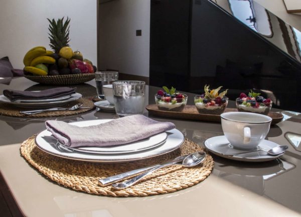 dining table luxury sailing yacht trehard 30m aizu