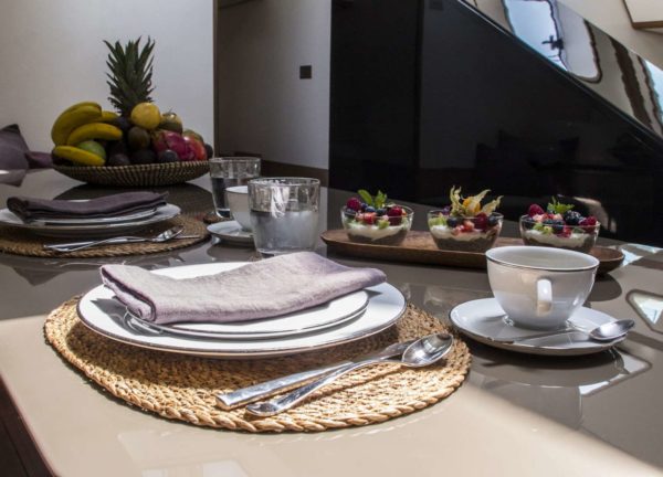 dining table luxury sailing yacht trehard 30m aizu