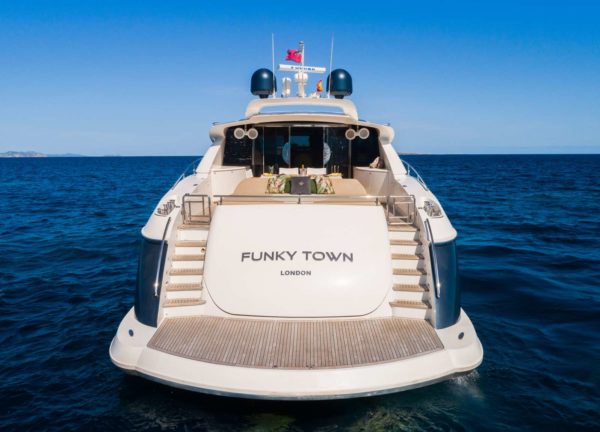 rear luxury yacht canados 90 funky town balearic islands