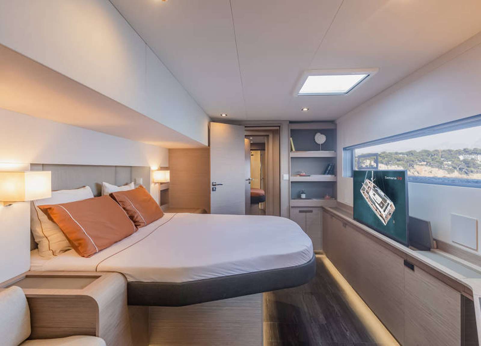 cabin luxury catamaran fountaine pajot samana 59 alma greece