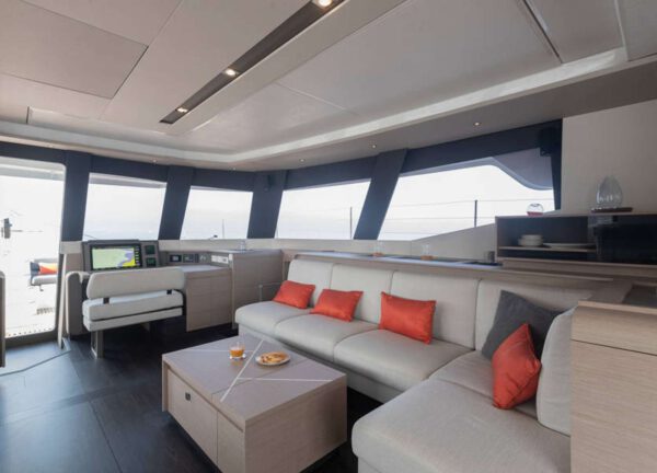 lounge luxury catamaran fountaine pajot samana 59 alma greece
