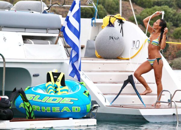 luxury catamaran lagoon 620 nova greece shower