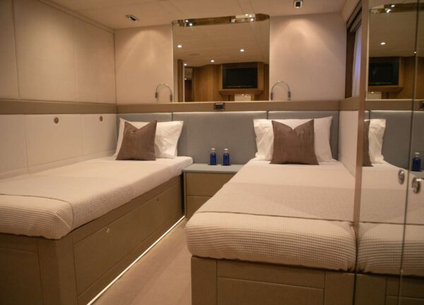 two bed cabin luxury yacht 34m benita blue balearic islands