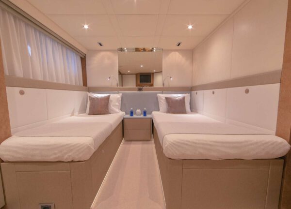 two bed cabin luxury yacht 34m benita blue balearics