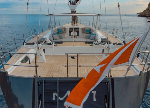 rear luxury yacht nautors swan 82 western mediterranean