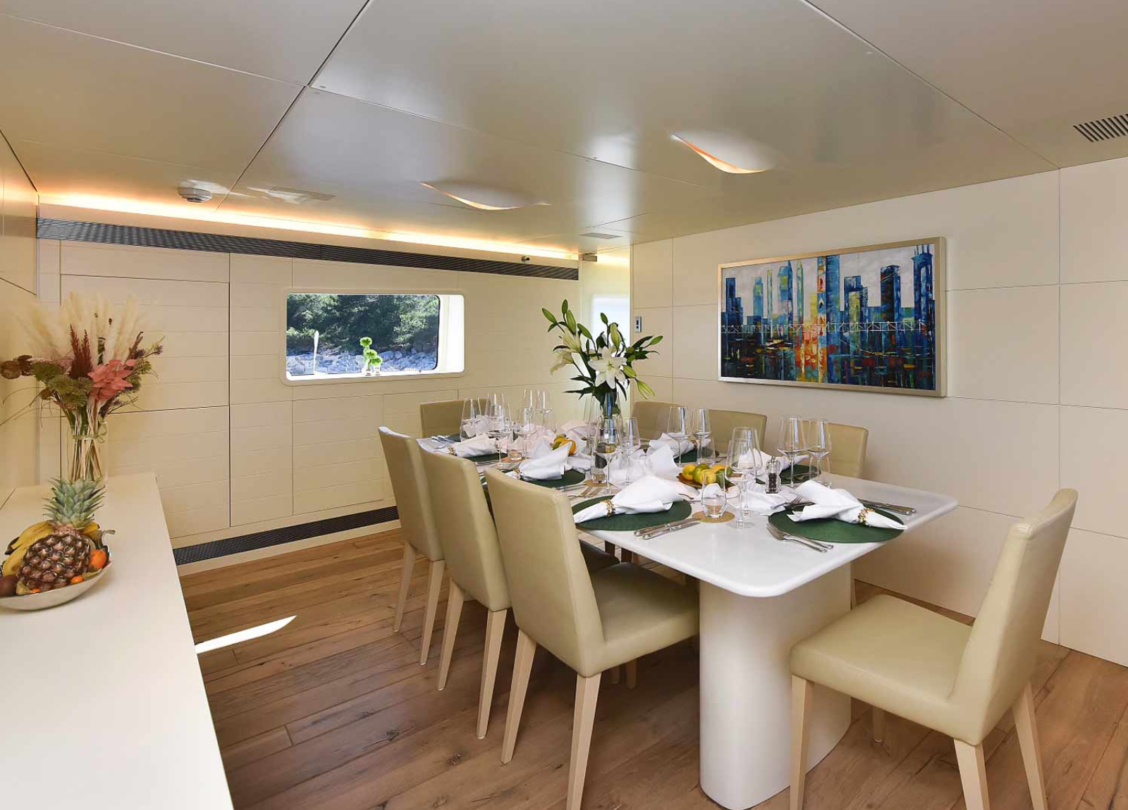 charter yacht admiral 35 anavi indoor dining