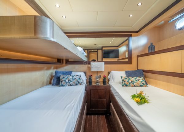 twin cabins luxury yacht mangusta 92 five stars balearic islands