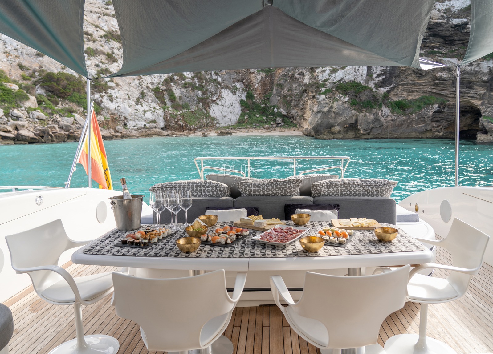 upperdeck seating luxury yacht mangusta 92 five stars balearics