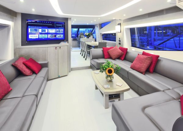 lounge luxury yacht sunseeker 75 balearic islands