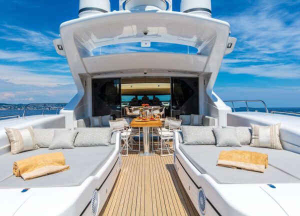 sunbeds luxury yacht mangusta 108 lady b western mediterranean