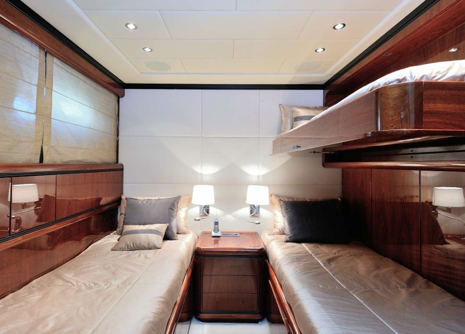 two bed cabin luxury yacht mangusta 108 lady b western mediterranean