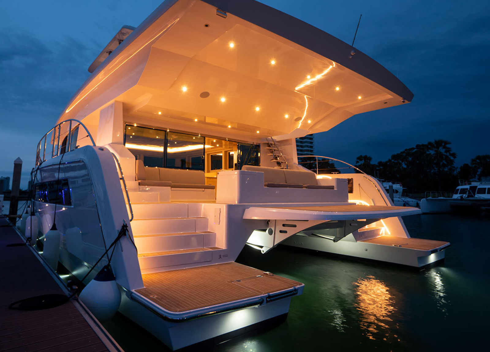 charter yacht silent dream night