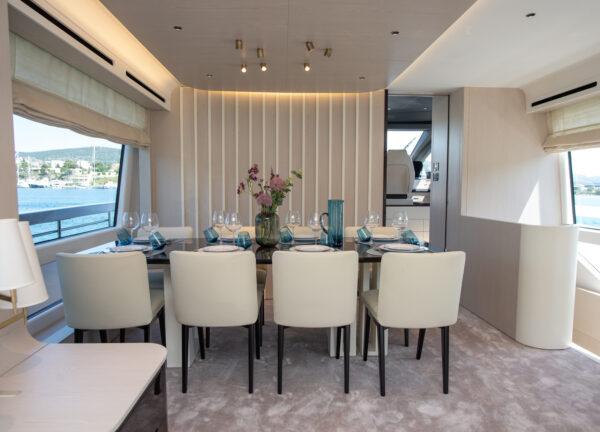 charter yacht azimut 78 fly prewi interior dining
