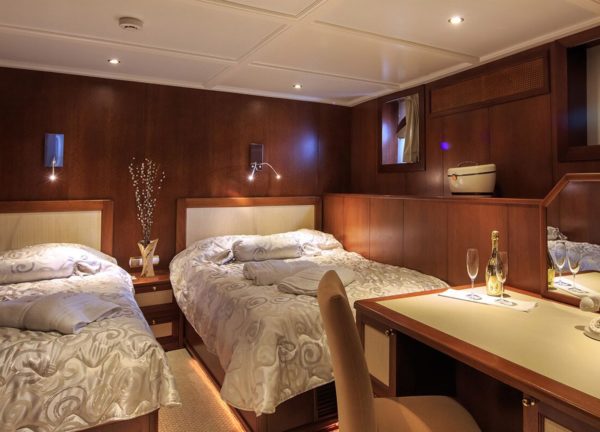 Zweibett Kabine luxusyacht donna del mare charter