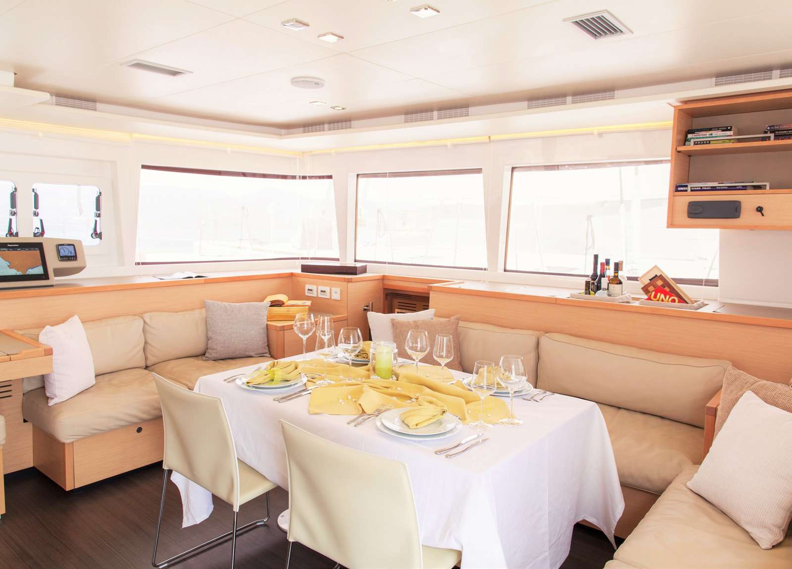 lounge luxury catamaran lagoon 560 s2 moya charter