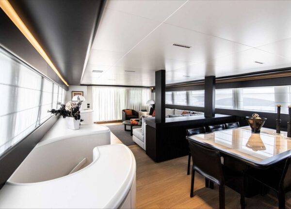 lounge luxusyacht bugari 112 project steel charter