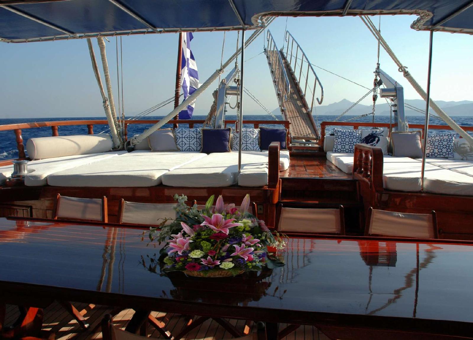 Das Deck der Matina Segelyacht.